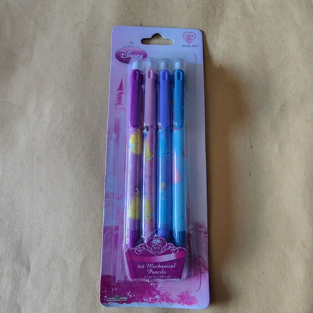 Disney Princess 4 Pack Pop Up Mechanical Pencils 0.7mm #2 HB Lead
